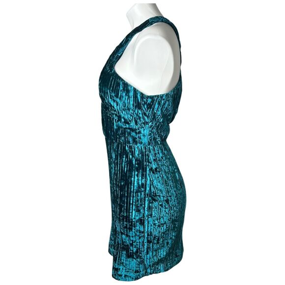 New Revolve NBD Abriel Mini Dress Velvet Teal Blue Green Size M Halter - Picture 8 of 16